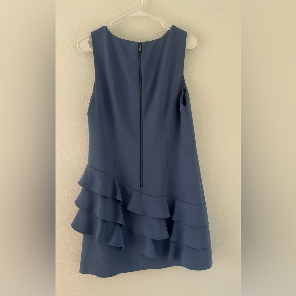 Alice and Olivia Clive Asymmetric Ruffle Mini Dress Cocktail Party Size 10 - Picture 2 of 9